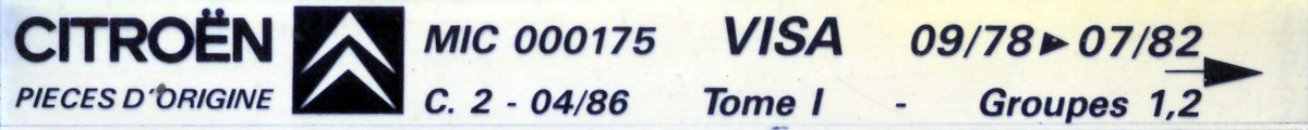 MIC000175 Catalogue pièces rechange Citroën Visa 09/78►07/82 04/86