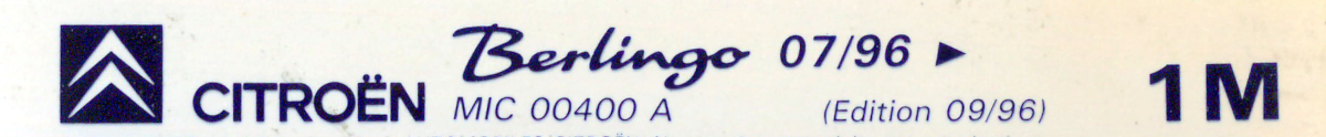 MIC00400A Catalogue pi&egrave;ces rechange Citro&euml;n Berlingo 07/96► 09/96
